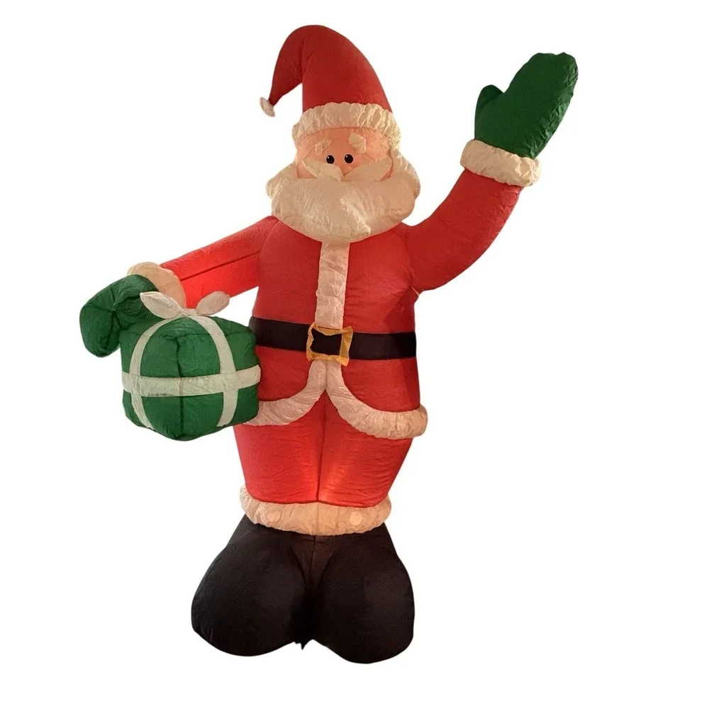 Gemmy Airblown 8 Ft Santa With Present Inflatable Lights Up w/ Box Tested